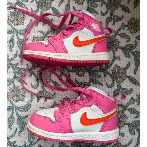 Jordan 1 Pinksicle Orange Infant Toddler Girls Unisex Sneaker Shoe Size 5.5C - Picture 7 of 10